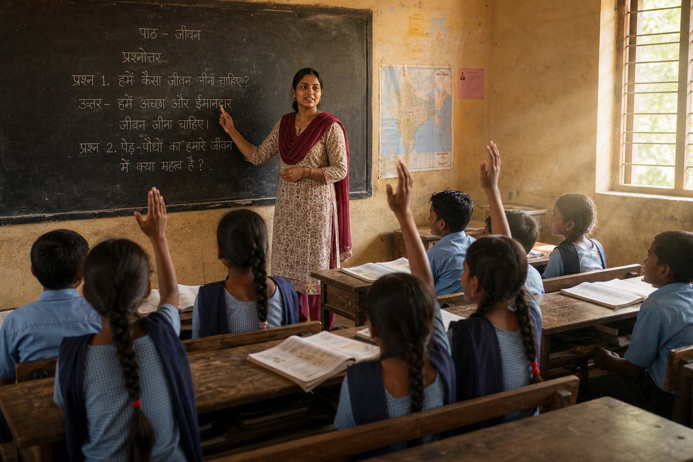A classroom, moments before the children arrive.